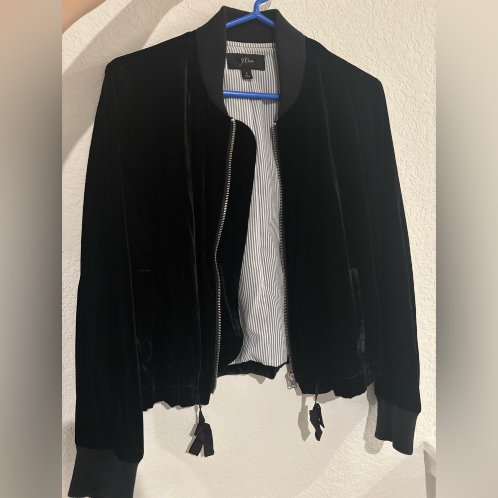 J. Crew Black Velvet Lined Women's Jacket - Size Small